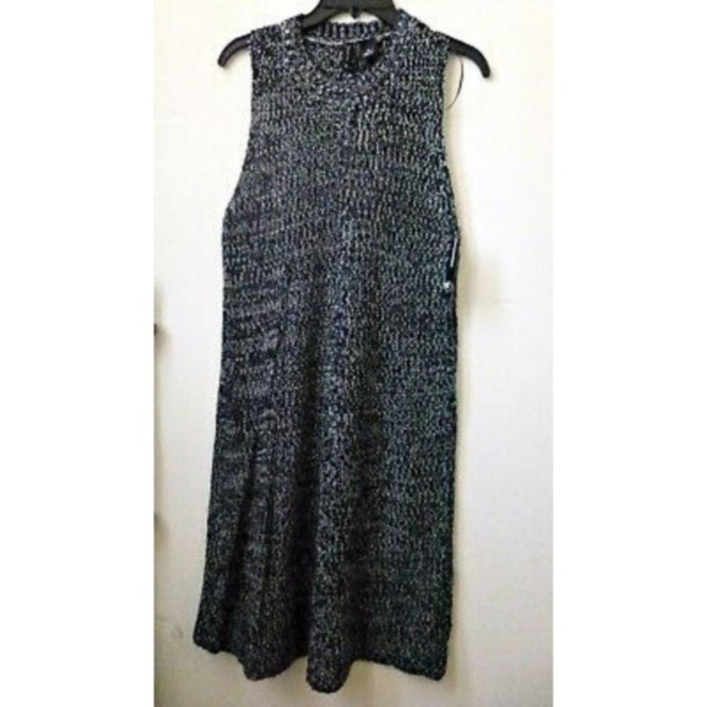 Women Sweater Dress Size M Below Knee Gray Sleeveless New Directions Knitted